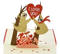 CUTPOPUP Sloth - Carte d'anniversaire Pop Up, Carte de vœux 3D d'anniversaire (Couple paresseux)