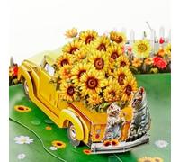 CUTPOPUP Sunflower Truck, carte de fête des mères pop-up, carte de vœux d'anniversaire 3D, carte de fête des mères pour femme, maman, épouse, grand-mère, fille (Sunflower Truck) SD229FR1520