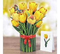 CUTPOPUP Tulip Yellow Bouquet - carte d'anniversaire pop-up, carte de vœux 3D en papier (bouquet de tulipes jaunes)73FR2630