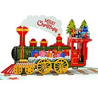 CUTPOPUP Xmas Train - Carte de Noël Pop Up, 12x18cm, Carte Noel 3D, Nouvel An, Carte de Voeux de Vacances (Train de Noël)