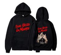 CUTTE Sweat À Capuche Anuel AA Officiel | Real Hasta La Muerte Imprimé | Coupe Décontractée Printemps/Automne (Noir,Grand)