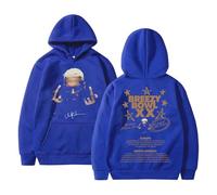 CUTTE Sweat À Capuche Chris Brown | Collection Officielle Tour XX | Coupe Oversized Homme Femme Style Rétro (Bleu,Grand)