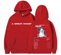 CUTTE Sweat À Capuche Ken Carson A Great Chaos | Collection Officielle Album | Streetwear Unisexe Nouvelle Saison (Rouge,TG)