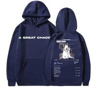 CUTTE Sweat À Capuche Ken Carson A Great Chaos | Collection Officielle Album | Streetwear Unisexe Nouvelle Saison (Bleu Marine,TP)