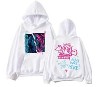 CUTTE Sweat À Capuche Noir Manches Longues Adultes - Collection Arcane : Jinx Et Son Cadre Triangle Distinctif (Blanc,Grand)