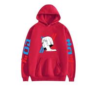 CUTTE Sweat Darling in The Franxx Zero Two | Design De Personnage Anime, Coupe Large Streetwear Unisexe Style Harajuku (Rouge B,Grand)