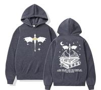 CUTTEE Fourth Wing Hoodie Dragon I Am The Sky Quote Graphic Pullover, Unisex Bookish Gift Sweatshirt for Fans-Dark Gray||s