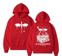 CUTTEE Fourth Wing Hoodie Dragon I Am The Sky Quote Graphic Pullover, Unisex Bookish Gift Sweatshirt for Fans-Red||m