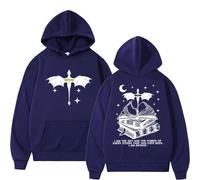 CUTTEE Fourth Wing Hoodie Dragon I Am The Sky Quote Graphic Pullover, Unisex Bookish Gift Sweatshirt for Fans-Blue||l