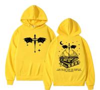 CUTTEE Fourth Wing Hoodie Dragon I Am The Sky Quote Graphic Pullover, Unisex Bookish Gift Sweatshirt for Fans-Yellow||x_l