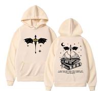 CUTTEE Fourth Wing Hoodie Dragon I Am The Sky Quote Graphic Pullover, Unisex Bookish Gift Sweatshirt for Fans-Khaki||XX_l