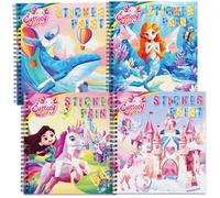 CutteeyFyry 4Pcs Livre de Stickers pour Enfants à partir de 4-8 ans, Garçon/Fille à Colorier par Numéros avec Histoires, Cahier de Stickers pour Enfants pour Améliorer l'Intelligence, Avion pour