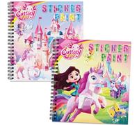 CutteeyFyry Lot de 2 livres d'autocollants pour enfants à partir de 4 à 8 ans, autocollants licorne par numéros avec histoires, livret d'autocollants pour enfants pour améliorer l'intelligence