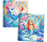 CutteeyFyry Lot de 2 livres d'autocollants pour enfants à partir de 4 à 8 ans, autocollants sirène par numéros avec histoires, carnet d'autocollants pour enfants pour améliorer l'intelligence