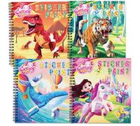 CutteeyFyry Lot de 4 livres d'autocollants pour enfants à partir de 4 à 8 ans, garçon/fille avec des histoires, carnet d'autocollants pour améliorer l'intelligence, avion, occupation des enfants, fête