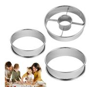 Cutter à biscuits cannelés, anneaux de crumpet,3x coupeur de moulage portable pour cuisine - 9,84 pouces, fabricant de beignets en acier inoxydable pour cuisine