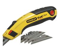 Stanley 7-10-778 Couteau Avec 5 Lames Carbide Gamme FatMax - Système Instant Change - Sortie De Lame Sur 4 Positions - Réservoir De 5 Lames- Robuste - Corps Acier - Revêtement Bi Matière