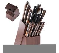 Cutter Block - 14-Slot Wooden Knifes Holder for Countertop | Durable Hardwood Bracket with Multiple Slots, Kitchen Storage Organizer for Knives Scissors Sharpeners Home Cooking Apartment Meal Prep