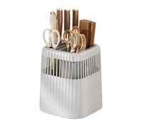 Cutter Block - Space Saving Universal Knife Storage Holder with Dedicated Scissors Slot, Multi Functional Countertop Organizer for Cutlery and Chopsticks, Ideal for Home Kitchens or Workplace