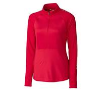 Cutter & Buck Women's Lightweight 50+ UPF Jersey Pennant Sport 3/4 Zip Pullover, Red, XXX-Large