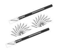 Cutter de Précision, 2 Scalpel avec 20 Lames de Rechange, Couteau de Loisirs, Ensemble de Couteaux Artisanaux pour Sculpture, Arts de Bricolage (Noir)