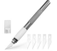 Cutter de Précision - Tranchant et Robuste, 5 Lames de Rechange, Facile à Remplacer, Manche Antidérapant, Capuchon de Protection