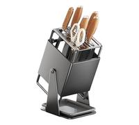 Cutter Holder, 9 Slot Storage with Drain Tray and Rotating Design, 30 Degree Cutter Storage Rack for Kitchen, Easy Clean Feature, Organizer Tool, Practical Accessory for Restaurant Cooking Outdoor
