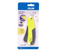 Cutter - Lame métal - Auto-rétractable - Jaune - Verrouillage de sécurité - Milan