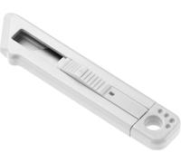 Cutter pratique avec retour automatique de la lame pour une coupe sûre et boîtier en plastique légerBlanc