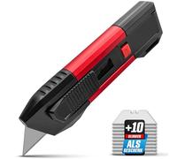 Cutter Professionnel à Lame Trapeze - Couteau Retractable, Cutter Securite pour Coupe Papier, Carton, Textile, Tapis, Plastique - Couteau Automatique avec 10 Lames Supplémentaires en SK5 GRAFF