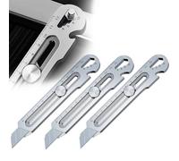 Cutter professionnel, Couteau utilitaire lourd multi-usage, Couteau universel en acier inoxydable, Cutter à tapis multi-usage multifonctionnel Box Cutter pour le bricolage, intérieur (3pcs)