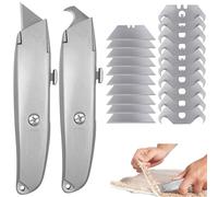 Cutter Professionnel Dauphin Avec Sécurité Pour Moquette Et Sols PVC, Cutter Pour Lames Trapézoïdales Et Lame Crochet, Set Couteau Utilitaire Aluminium 2 Pièces Avec 20 Lames SK5 Alliage