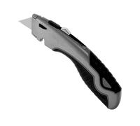 cutter professionnel rétractable avec porte-lame intégré & dénudeur de fils, couteau utilitaire robuste, corps en alliage métal, poignée ergonomique antidérapante (Gris mat)