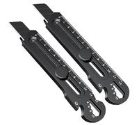 Cutter Professionnel Retractable Kit, Couteau utilitaire Lourd à Usage Multiple 18MM, Acier Inox Couteau Utilitaire Polyvalent et Robuste, pour Maison, École, Bureau (Noir, 2 pcs)