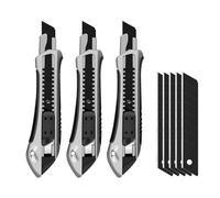 Cutter Robuste de 18 Mm, Couteau Utilitaire Multifonctionnel Antidérapant, Manche en Alliage de Zinc, Lame Sécable et Remplaçable(*3)