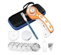 Cutter Rotatif,Cutter Rotatif Couture 45mm,Equipé de 6 lames de rechange,Peut couper avec précision le tissu/cuir/papier/fibre, etc., y compris la boîte de rangement, cutter de précision