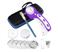 Cutter Rotatif,Cutter Rotatif Couture 45mm,Equipé de 6 lames de rechange,Peut couper avec précision le tissu/cuir/papier/fibre, etc., y compris la boîte de rangement, cutter de précision