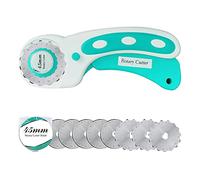Cutter rotatif de 45 mm avec 9 lames supplémentaires, poignée ergonomique avec verrouillage de sécurité pour tissu, cuir, artisanat, couture, matelassage, tissu, parfait pour main gauche et droite