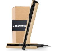 Cutter 'Slice' noir avec boîtier en bambou - La lame interchangeable en acier inoxydable assure précision et style - Cadeau pour bricoleur, papa et ami noir