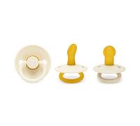 Cutties and Giggles Ensemble de tétines en caoutchouc pour bébé - Forme anatomique et ronde - Tétines sans BPA - Options de orthodontiques et confortables - 6 à 18 mois - Latex souple (beige)