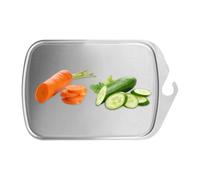 Cutting Board, Stainless Steel Thick Plate for Vegetable, Hanging Hole with Safe Kneading Tray, Kitchen Tool for Dishwasher, Meat, Cheese, Bread, Fruit and Food Prep, 14.57x9.45 Inches