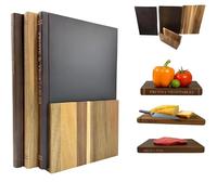 Cutting Board That Looks Like Books, Chopping Board Set of 3 with Stand, Wood Decorative Cutting Boards for Kitchen, Cheese Breads Meat Vegetable Prep Serving Boardss for Kitchen (1)