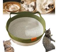 Cutypet Cat Basket, Cotton Rope Woven Cat Bed Basket, Rope Round Cat Nest with Built-in Scratching Pad and Play Ball for Cats and Dogs All-Season (Green,Medium)