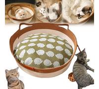 Cutypet Cat Basket, Cotton Rope Woven Cat Bed Basket, Rope Round Cat Nest with Built-in Scratching Pad and Play Ball for Cats and Dogs All-Season (Brown with Padding,Large)