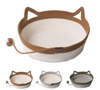 Cutypet Cat Basket, Virela Wicker Woven Cat Bed, Cotton Rope Weaving Pet Nest, Cats Toy Basket, Cutypet Cats Baskets Large, for Small and Larges Pets (Brown,Medium Size)