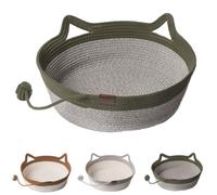 Cutypet Cat Basket, Virela Wicker Woven Cat Bed, Cotton Rope Weaving Pet Nest, Cats Toy Basket, Cutypet Cats Baskets Large, for Small and Larges Pets (Green,Medium Size)