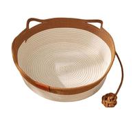 Cutypet Cat Basket, Wicker Woven Cat Bed, Cotton Rope Weaving Pet Nest, Foldable Pet Toy Basket, with Built-in Mat & Teasing Ball, for Small & Large Cats,Dog (Brown-B,L)
