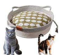 Cutypet Cat Bed, Cutypet Cat Bed Rope Cotton, Cotton Rope Handmade Woven Cats Scratch-Resistant Woven, with Built-in Teasing Ball, Breathable & Easy to Clean and Detachable Pad (Grey(mat),Medium)