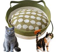 Cutypet Cat Bed, Cutypet Cat Bed Rope Cotton, Cotton Rope Handmade Woven Cats Scratch-Resistant Woven, with Built-in Teasing Ball, Breathable & Easy to Clean and Detachable Pad (Green(mat),Small)