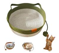 CutyPet Virela Panier pour chat en corde tissée à la main en corde de coton tissée à la main avec queue de jouet pour animaux de compagnie de petite, moyenne et grande taille (vert, sans coussin